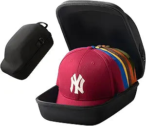 Portable Hard Shell Baseball Cap Carrier – 12.6"x9"x6.1" Crush-Proof Travel Hat Case for 6 Caps