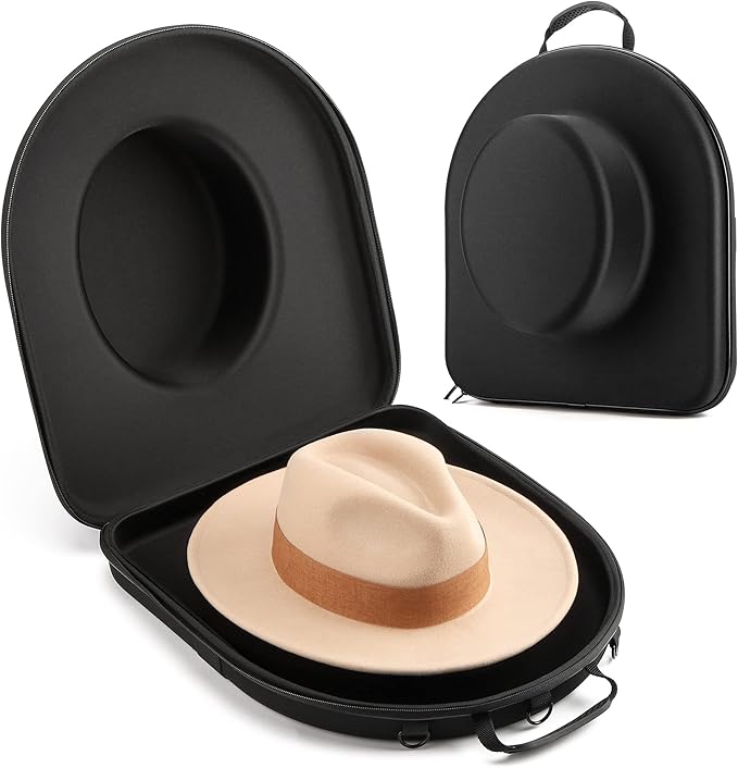 Hard Shell Cowboy Hat Case – 16.2"x15"x6.5" Crush-Proof Travel Hat Carrier for Wide Brim Hats, Fedoras, and Small-Size Cowboy Hats