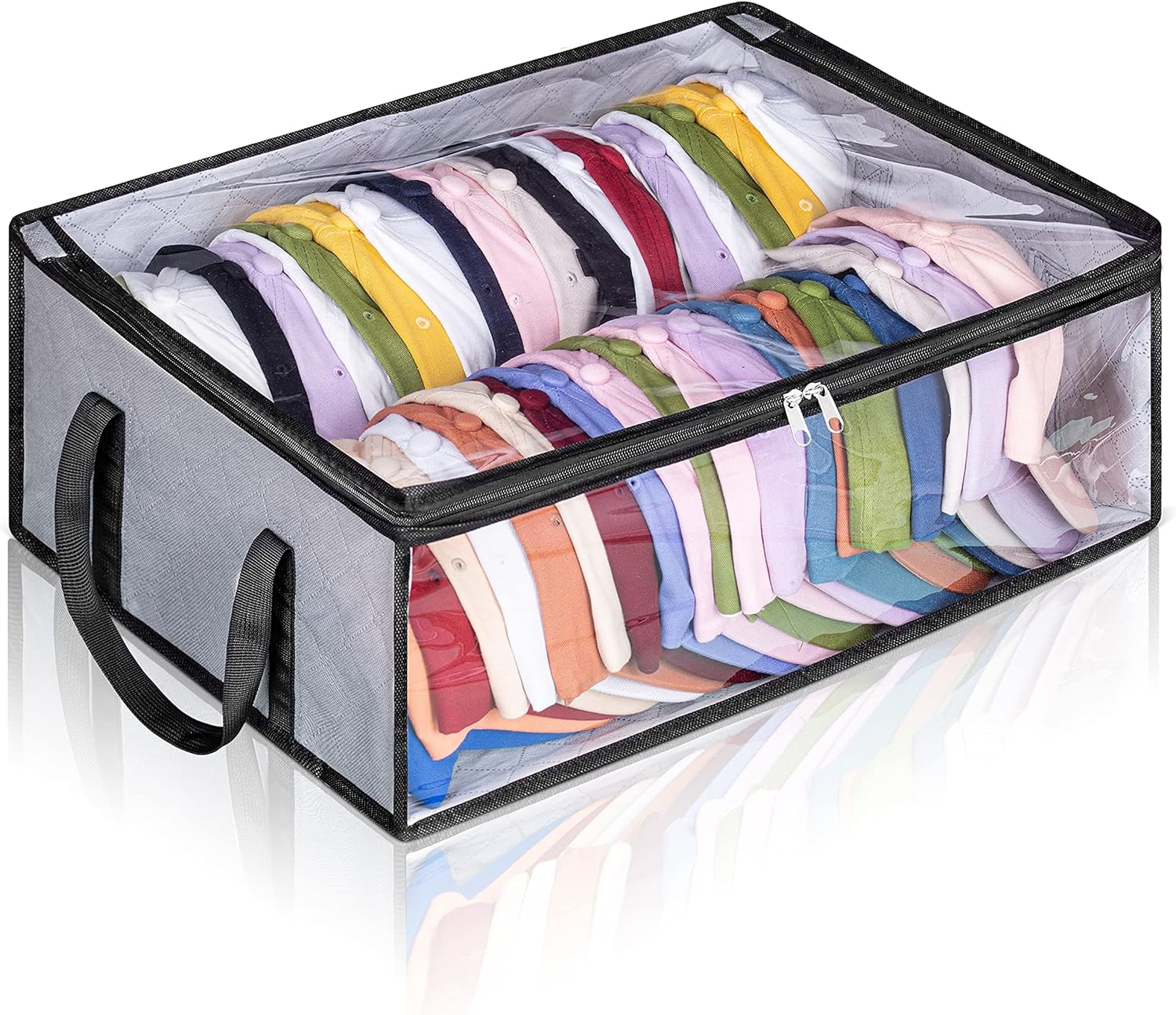Large Rectangular Transparent Hat Storage Box – 3-Layer Upgraded Fabric Dustproof Organizer with Clear Window – Ideal for Baseball Caps, Clothes, and Accessories
