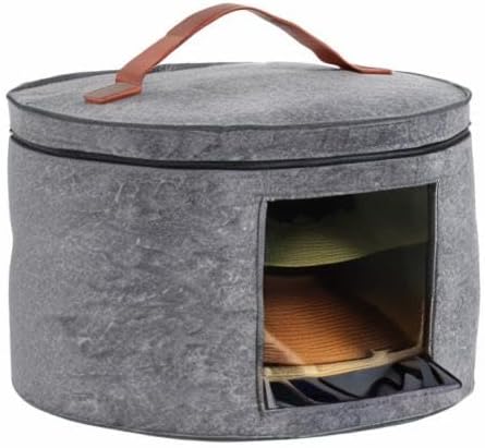 Round Portable Large Hat Storage Box with Clear Window – Dustproof & Moisture-Resistant Travel Organizer – 16.5" × 10.5" Fits 5–7 Sun Hats, Beach Hats, or Cowboy Hats