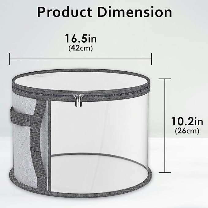 Clear Round Hat Storage Box – 16.5"x10.2" Large Capacity Dustproof & Moisture-Resistant Organizer with Handle – Fits Sun Hats, Cowboy Hats, Fedoras, and More