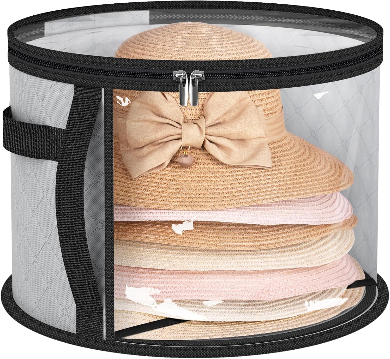 Foldable Transparent Large Hat Storage Box – 16.5" Diameter x 10.4" Height – Dustproof Organizer for Sun Hats, Cowboy Hats, Beach Hats, and Caps