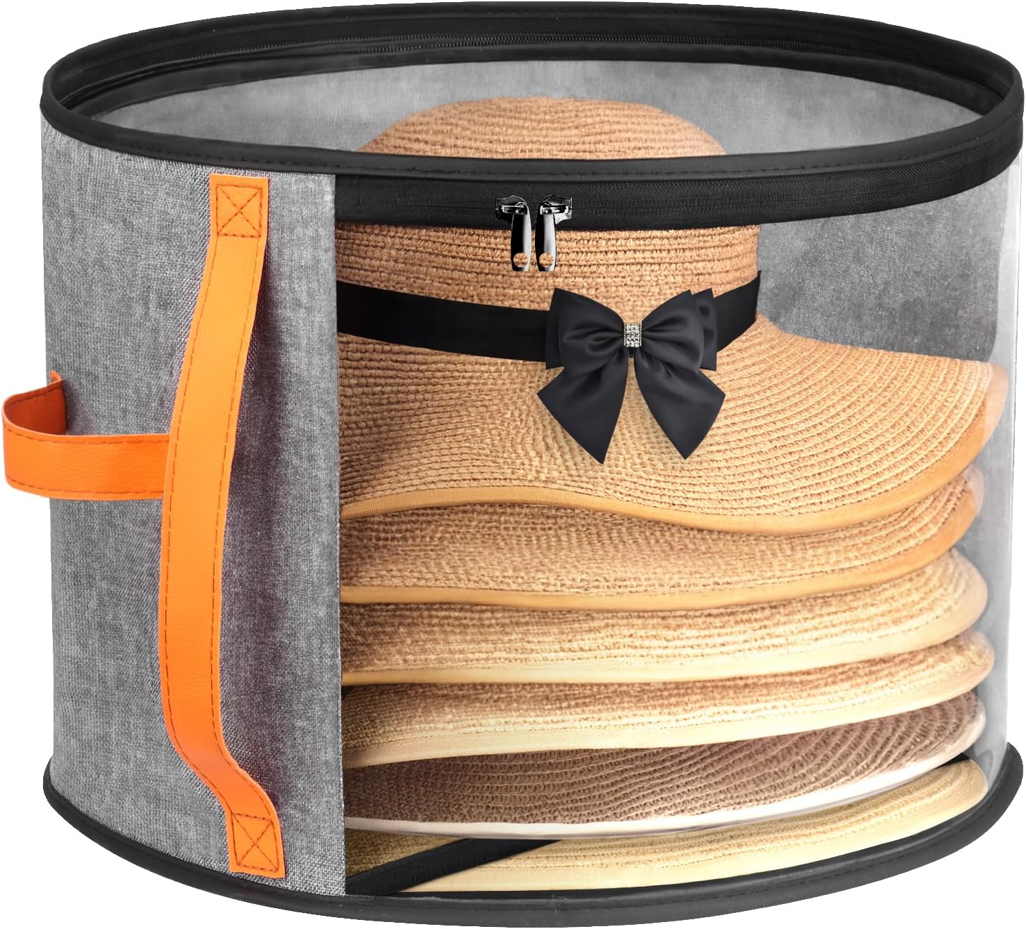 Round Transparent Large-Capacity Hat Storage Box – 17"x11" Dustproof & Moisture-Resistant Organizer with Handle – Fits Sun Hats, Cowboy Hats, Fedora Hats, and Top Hats
